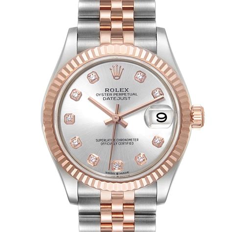 rolex midsize datejust steel rose gold|Rolex Datejust 31 gold price.